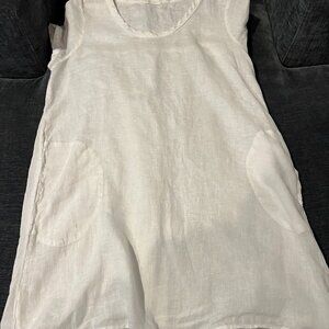 White Linen T-Shirt Dress w/ pockets